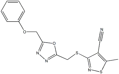 5-methyl-3-({[5-(phenoxymethyl)-1,3,4-oxadiazol-2-yl]methyl}sulfanyl)-4-isothiazolecarbonitrile Struktur