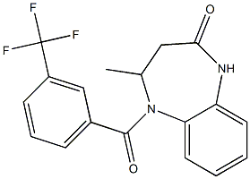 4-methyl-5-[3-(trifluoromethyl)benzoyl]-1,3,4,5-tetrahydro-2H-1,5-benzodiazepin-2-one Struktur