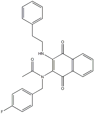 N-[1,4-dioxo-3-(phenethylamino)-1,4-dihydro-2-naphthalenyl]-N-(4-fluorobenzyl)acetamide Struktur