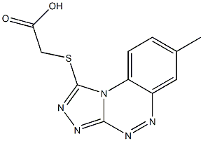 2-[(7-methylbenzo[e][1,2,4]triazolo[3,4-c][1,2,4]triazin-1-yl)thio]acetic acid Struktur