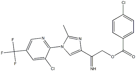 3-chloro-2-(4-{[(4-chlorobenzoyl)oxy]ethanimidoyl}-2-methyl-1H-imidazol-1-yl)-5-(trifluoromethyl)pyridine Struktur