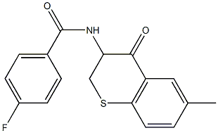 4-fluoro-N-(6-methyl-4-oxo-3,4-dihydro-2H-thiochromen-3-yl)benzenecarboxamide Struktur