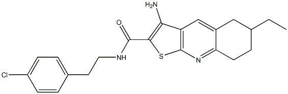 3-amino-N-(4-chlorophenethyl)-6-ethyl-5,6,7,8-tetrahydrothieno[2,3-b]quinoline-2-carboxamide Struktur