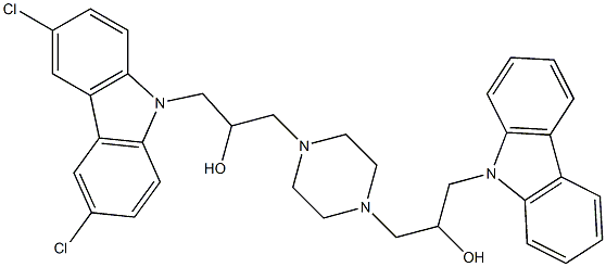 1-(9H-9-carbazolyl)-3-{4-[3-(3,6-dichloro-9H-9-carbazolyl)-2-hydroxypropyl]piperazino}-2-propanol Struktur