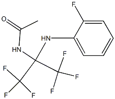 N1-[2,2,2-trifluoro-1-(2-fluoroanilino)-1-(trifluoromethyl)ethyl]acetamide Struktur