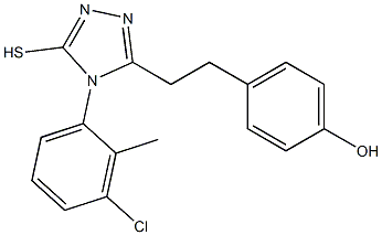 4-{2-[4-(3-chloro-2-methylphenyl)-5-mercapto-4H-1,2,4-triazol-3-yl]ethyl}phenol Struktur