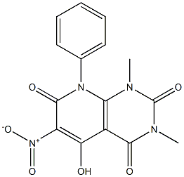 5-hydroxy-1,3-dimethyl-6-nitro-8-phenyl-1,2,3,4,7,8-hexahydropyrido[2,3-d]pyrimidine-2,4,7-trione Struktur