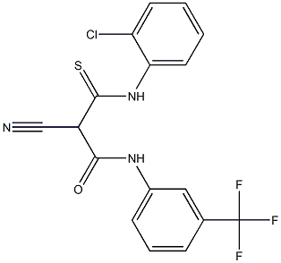 N1-[3-(trifluoromethyl)phenyl]-3-(2-chloroanilino)-2-cyano-3-thioxopropanamide Struktur