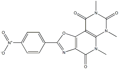 5,6,8-trimethyl-2-(4-nitrophenyl)-4,5,6,7,8,9-hexahydropyrimido[5',4':5,6]pyrido[3,4-d][1,3]oxazole-4,7,9-trione Struktur