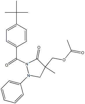 {2-[4-(tert-butyl)benzoyl]-4-methyl-3-oxo-1-phenyltetrahydro-1H-pyrazol-4-yl}methyl acetate Struktur