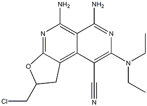 5,6-diamino-2-(chloromethyl)-8-(diethylamino)-1,2-dihydrofuro[2,3-c]-2,7-naphthyridine-9-carbonitrile Struktur