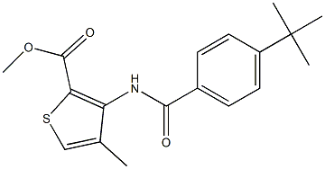 methyl 3-{[4-(tert-butyl)benzoyl]amino}-4-methylthiophene-2-carboxylate Struktur