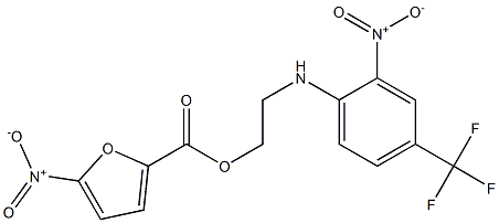 2-[2-nitro-4-(trifluoromethyl)anilino]ethyl 5-nitro-2-furoate Struktur