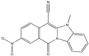 5-methyl-9-nitro-11-oxo-5,11-dihydrobenzo[4,5]imidazo[1,2-b]isoquinoline-6-carbonitrile Struktur