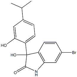 6-bromo-3-hydroxy-3-(2-hydroxy-4-isopropylphenyl)-1,3-dihydro-2H-indol-2-one Struktur