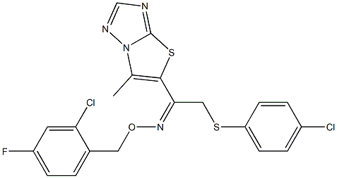 2-[(4-chlorophenyl)sulfanyl]-1-(6-methyl[1,3]thiazolo[3,2-b][1,2,4]triazol-5-yl)-1-ethanone O-(2-chloro-4-fluorobenzyl)oxime Struktur