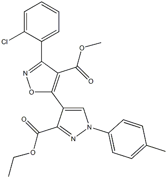 methyl 3-(2-chlorophenyl)-5-[3-(ethoxycarbonyl)-1-(4-methylphenyl)-1H-pyrazol-4-yl]-4-isoxazolecarboxylate Struktur