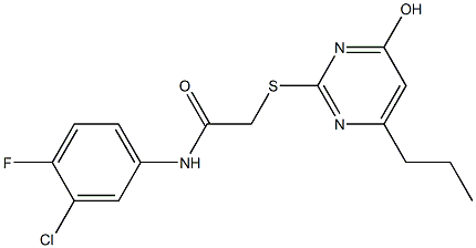 N1-(3-chloro-4-fluorophenyl)-2-[(4-hydroxy-6-propylpyrimidin-2-yl)thio]acetamide Struktur