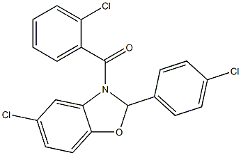 [5-chloro-2-(4-chlorophenyl)-2,3-dihydro-1,3-benzoxazol-3-yl](2-chlorophenyl)methanone Struktur