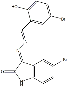 5-bromo-3-[2-(5-bromo-2-hydroxybenzylidene)hydrazono]indolin-2-one Struktur