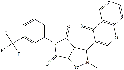 2-methyl-3-(4-oxo-4H-chromen-3-yl)-5-[3-(trifluoromethyl)phenyl]dihydro-2H-pyrrolo[3,4-d]isoxazole-4,6(3H,5H)-dione Struktur