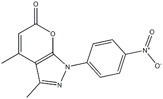 3,4-dimethyl-1-(4-nitrophenyl)-1,6-dihydropyrano[2,3-c]pyrazol-6-one Struktur