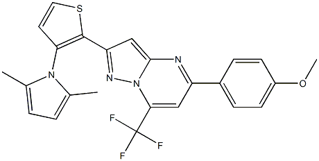 2-[3-(2,5-dimethyl-1H-pyrrol-1-yl)-2-thienyl]-5-(4-methoxyphenyl)-7-(trifluoromethyl)pyrazolo[1,5-a]pyrimidine Struktur