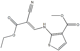 methyl 2-[(2-cyano-3-ethoxy-3-oxoprop-1-enyl)amino]thiophene-3-carboxylate Struktur