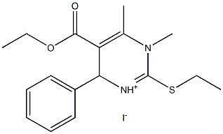 5-(ethoxycarbonyl)-2-(ethylthio)-1,6-dimethyl-4-phenyl-1,4-dihydropyrimidin-3-ium iodide Struktur