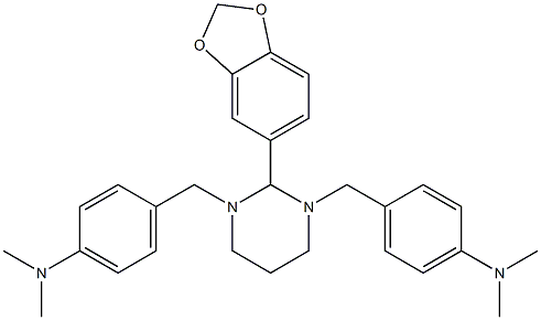 N1,N1-dimethyl-4-({2-(1,3-benzodioxol-5-yl)-3-[4-(dimethylamino)benzyl]hexahydropyrimidin-1-yl}methyl)aniline Struktur