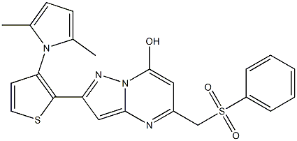 2-[3-(2,5-dimethyl-1H-pyrrol-1-yl)-2-thienyl]-5-[(phenylsulfonyl)methyl]pyrazolo[1,5-a]pyrimidin-7-ol Struktur