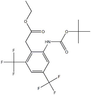 ethyl 2-(2-(tert-butoxycarbonylamino)-4,6-bis(trifluoromethyl)phenyl)acetate Struktur