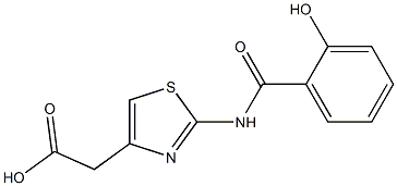 {2-[(2-hydroxybenzoyl)amino]-1,3-thiazol-4-yl}acetic acid Struktur