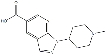 1-(1-methylpiperidin-4-yl)-1H-pyrazolo[3,4-b]pyridine-5-carboxylic acid Struktur