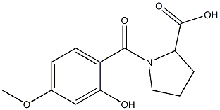 1-(2-hydroxy-4-methoxybenzoyl)pyrrolidine-2-carboxylic acid Struktur