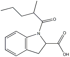 1-(2-methylpentanoyl)-2,3-dihydro-1H-indole-2-carboxylic acid Struktur