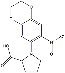 1-(7-nitro-2,3-dihydro-1,4-benzodioxin-6-yl)pyrrolidine-2-carboxylic acid Struktur