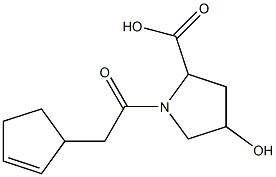 1-(cyclopent-2-en-1-ylacetyl)-4-hydroxypyrrolidine-2-carboxylic acid Struktur