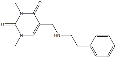 1,3-dimethyl-5-{[(2-phenylethyl)amino]methyl}-1,2,3,4-tetrahydropyrimidine-2,4-dione Struktur