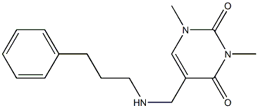 1,3-dimethyl-5-{[(3-phenylpropyl)amino]methyl}-1,2,3,4-tetrahydropyrimidine-2,4-dione Struktur