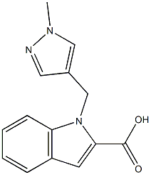 1-[(1-methyl-1H-pyrazol-4-yl)methyl]-1H-indole-2-carboxylic acid Struktur