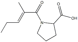 1-[(2E)-2-methylpent-2-enoyl]pyrrolidine-2-carboxylic acid Struktur