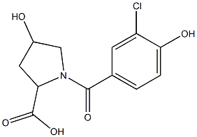 1-[(3-chloro-4-hydroxyphenyl)carbonyl]-4-hydroxypyrrolidine-2-carboxylic acid Struktur