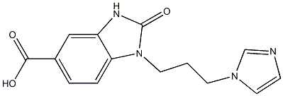 1-[3-(1H-imidazol-1-yl)propyl]-2-oxo-2,3-dihydro-1H-1,3-benzodiazole-5-carboxylic acid Struktur