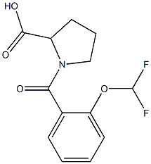 1-{[2-(difluoromethoxy)phenyl]carbonyl}pyrrolidine-2-carboxylic acid Struktur