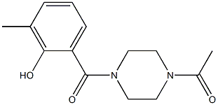 1-{4-[(2-hydroxy-3-methylphenyl)carbonyl]piperazin-1-yl}ethan-1-one Struktur