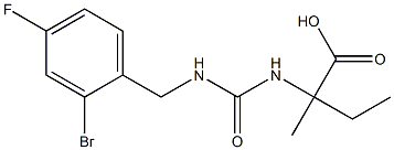 2-({[(2-bromo-4-fluorophenyl)methyl]carbamoyl}amino)-2-methylbutanoic acid Struktur