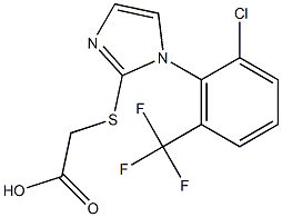 2-({1-[2-chloro-6-(trifluoromethyl)phenyl]-1H-imidazol-2-yl}sulfanyl)acetic acid Struktur