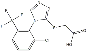 2-({4-[2-chloro-6-(trifluoromethyl)phenyl]-4H-1,2,4-triazol-3-yl}sulfanyl)acetic acid Struktur