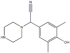 2-(4-hydroxy-3,5-dimethylphenyl)-2-(piperazin-1-yl)acetonitrile Struktur